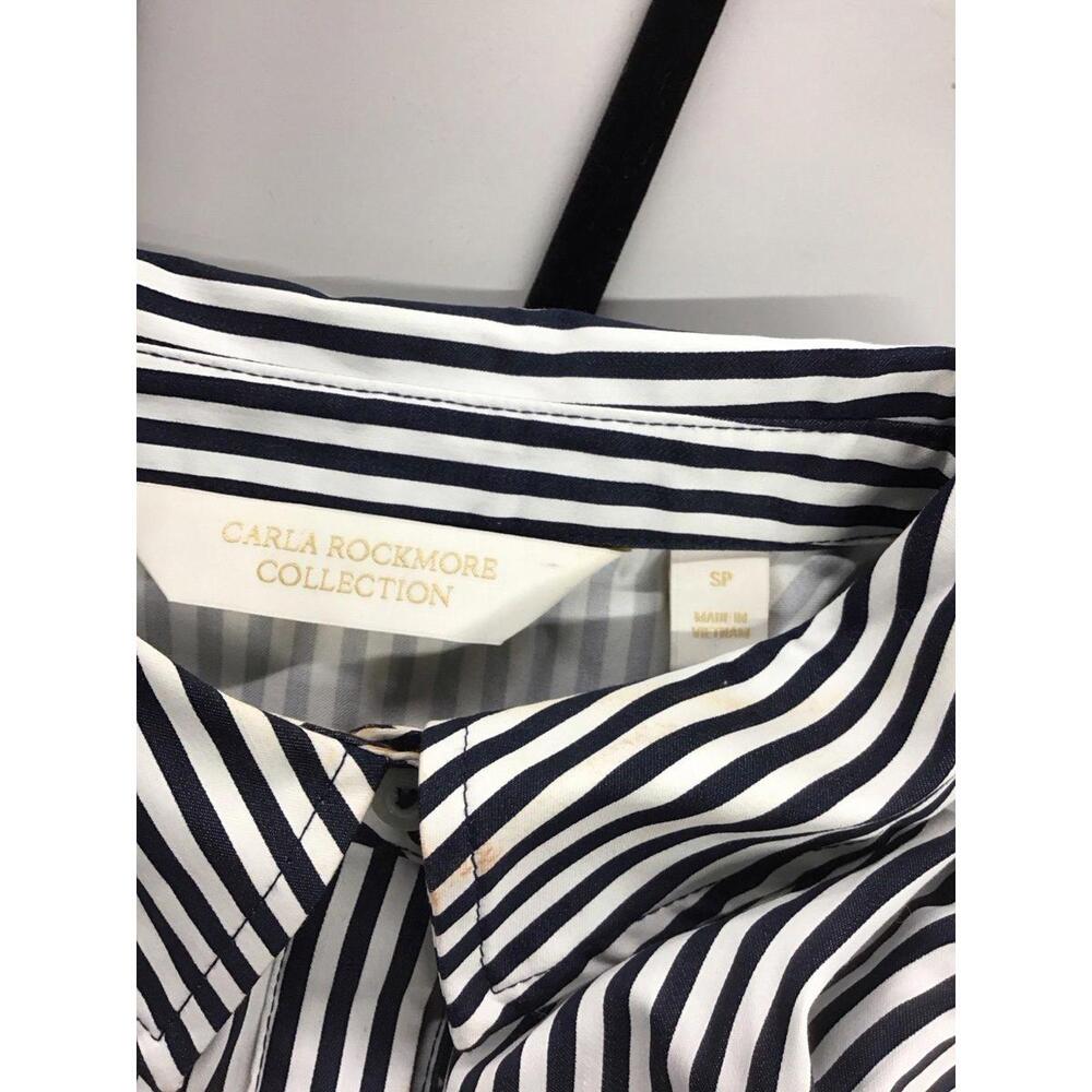 Carla rockmore collection 3/4 sleeve shirt petite small midnight stripe new qvc - Picture 4 of 4